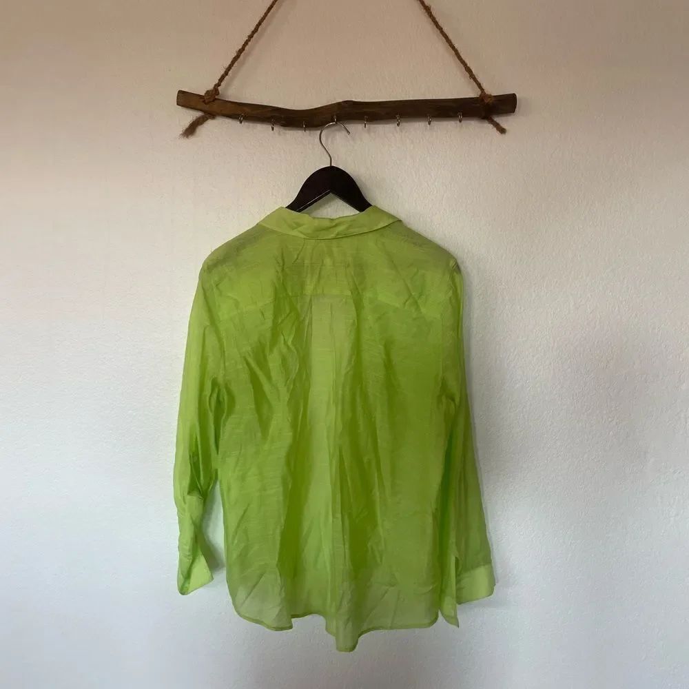 Neon green button up - Picture 3 of 5